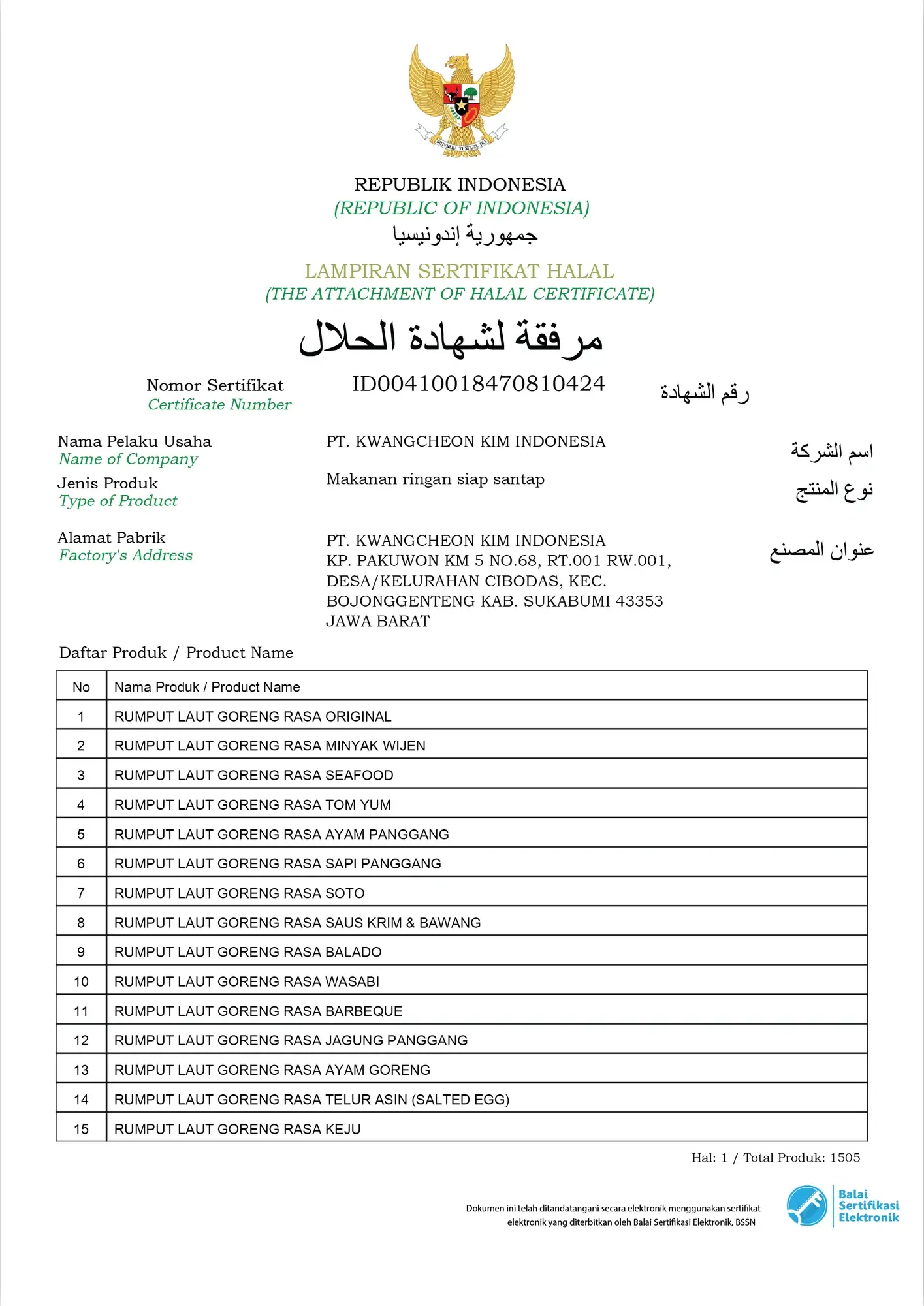 Sertifikat Halal MUI 3