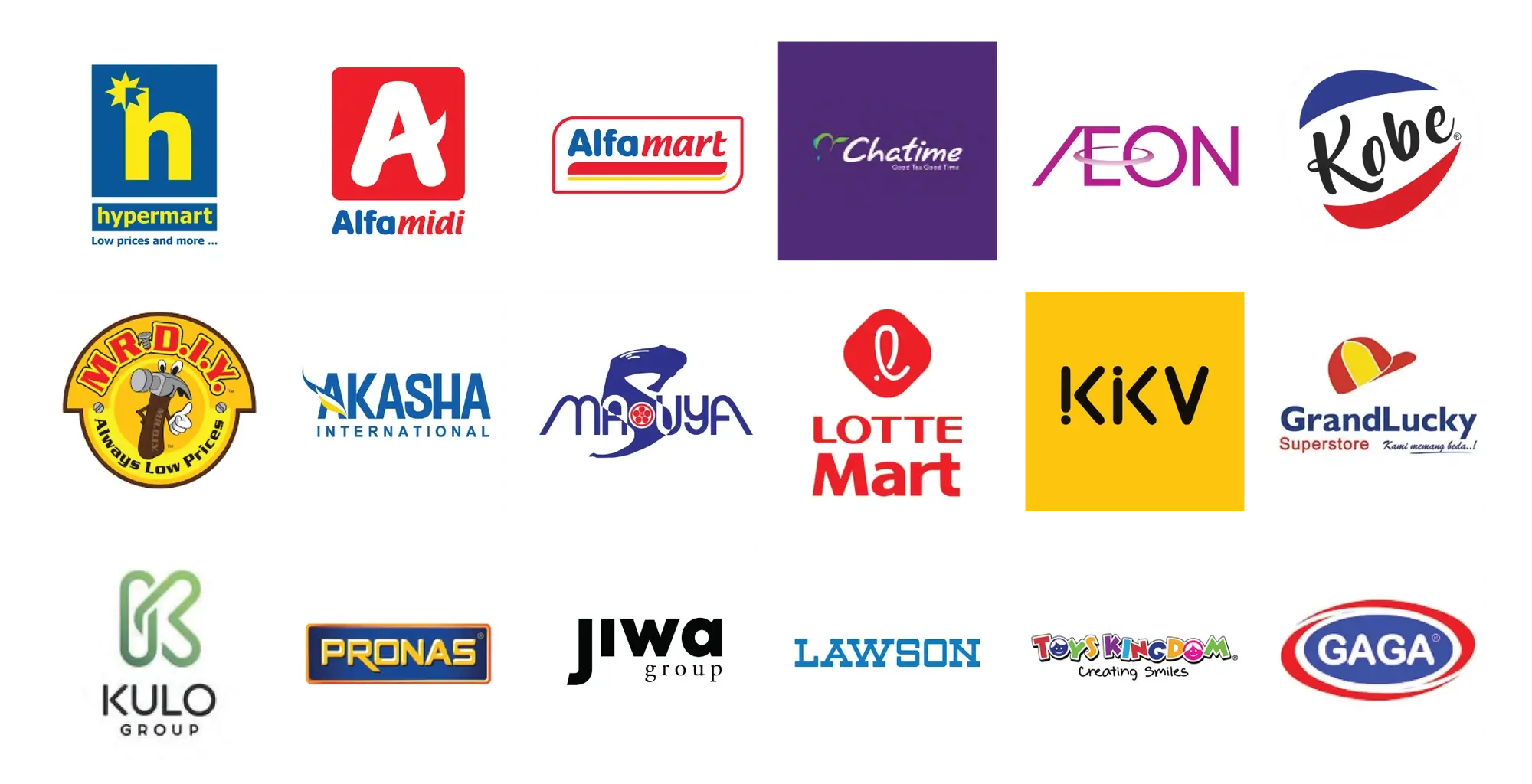 Logos of Norigo retail and distribution partners