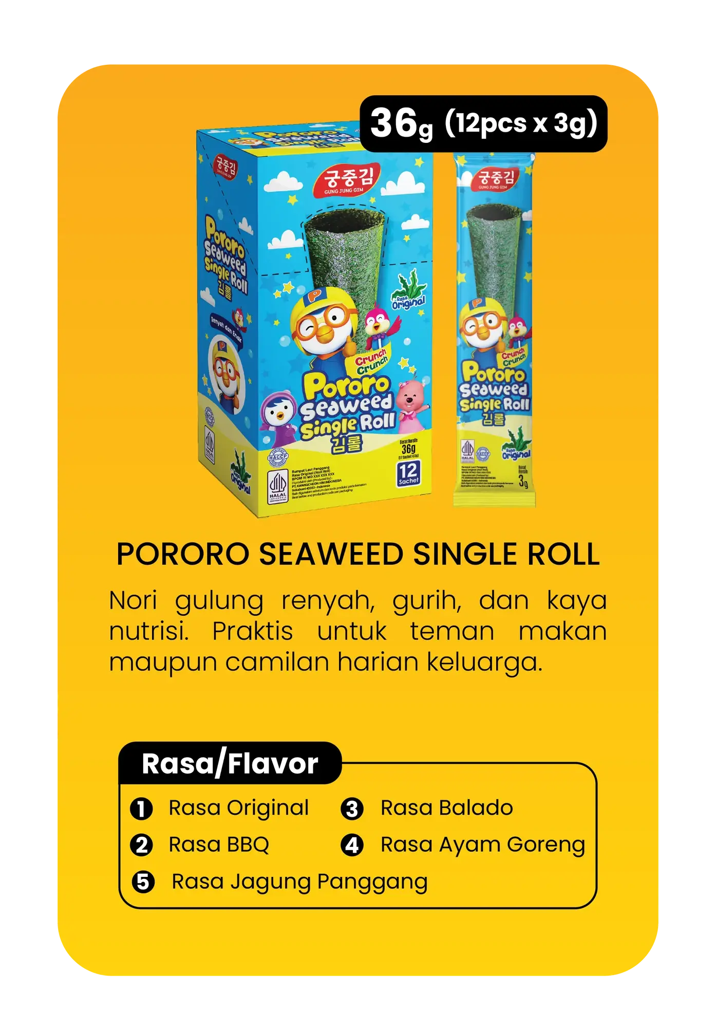 Pororo Seaweed Single Roll